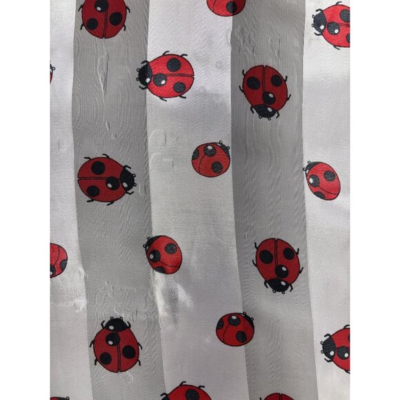Vintage Ladybug Print Sheer Scarf 13x59 Inches Made In Korea 100% Polyester Red - Picture 4 of 4